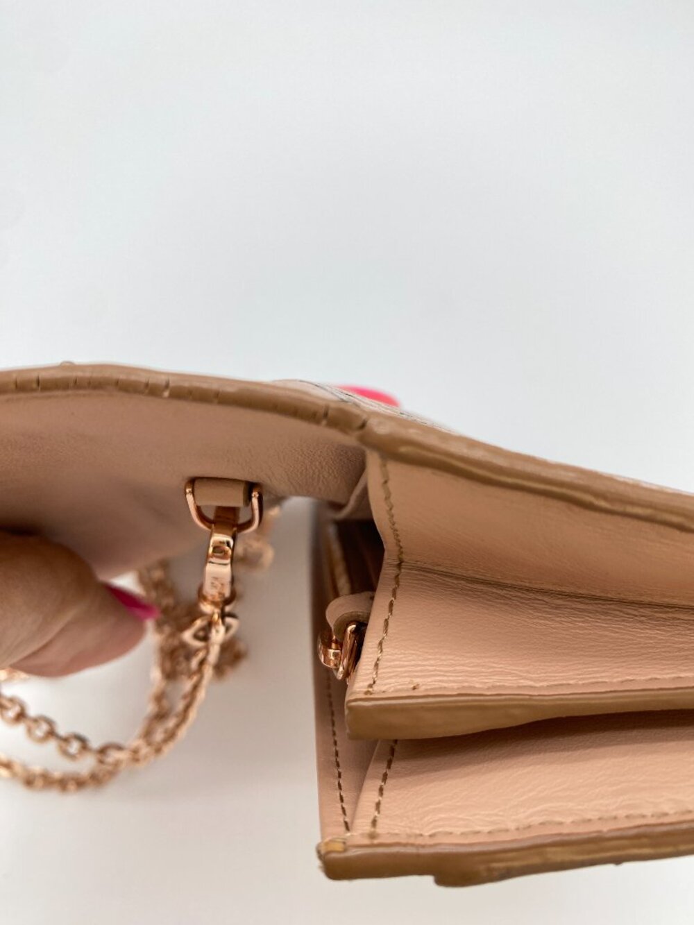 MCM Patricia Studded Visetos Wallet on Chain Rose Gold WOC 💗 Piper - Picture 12 of 14
